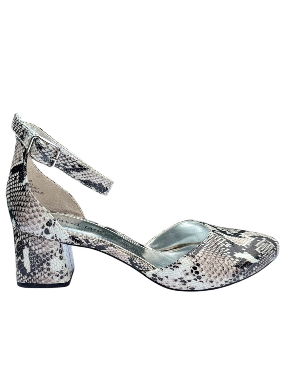 DAVID TATE Genuine Leather Snakeskin Print Block Heels Size 8.5